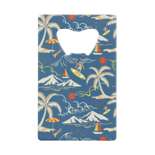 Retro Surf Tropical Patroon Creditkaart Flessenopener