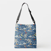 Retro Surf Tropical Patroon Crossbody Tas (Achterkant)