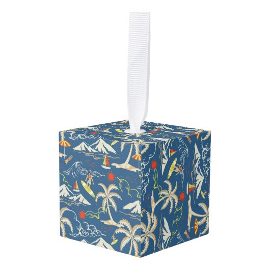 Retro Surf Tropical Patroon Decoratie (Voorkant hoekig)