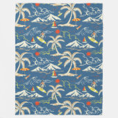 Retro Surf Tropical Patroon Fleece Deken (Voorkant)