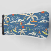 Retro Surf Tropical Patroon Golfheadcover (Voorkant)