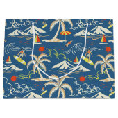 Retro Surf Tropical Patroon Groot Cadeauzakje (Voorkant)