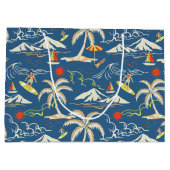 Retro Surf Tropical Patroon Groot Cadeauzakje (Achterkant)