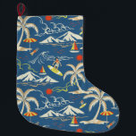 Retro Surf Tropical Patroon Grote Kerstsok<br><div class="desc">Retro surf tropisch met thema.</div>