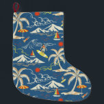 Retro Surf Tropical Patroon Grote Kerstsok<br><div class="desc">Retro surf tropisch met thema.</div>
