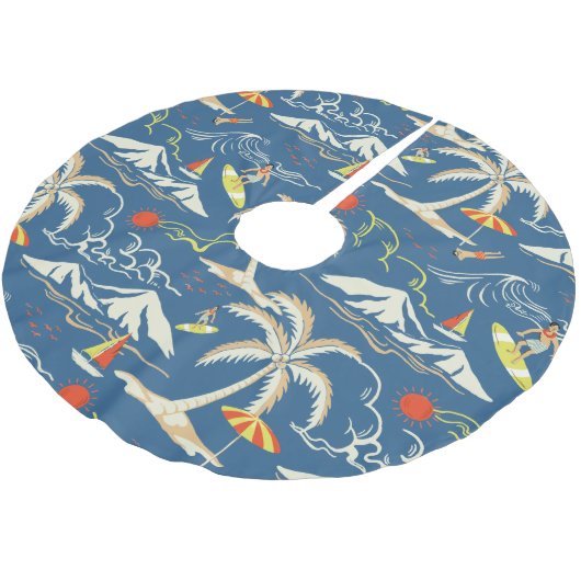 Retro Surf Tropical Patroon Kerstboom Rok (Gekanteld)