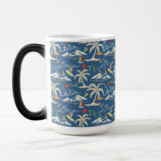 Retro Surf Tropical Patroon Magische Mok (Links)