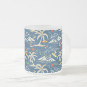 Retro Surf Tropical Patroon Matglas Koffiemok (Voorkant rechts)