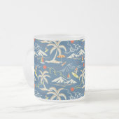 Retro Surf Tropical Patroon Matglas Koffiemok (Voorkant links)