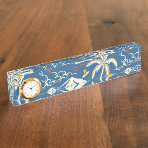 Retro Surf Tropical Patroon Naambordje