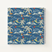 Retro Surf Tropical Patroon Notitieboek (Achterkant)