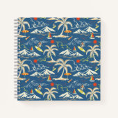 Retro Surf Tropical Patroon Notitieboek (Voorkant)