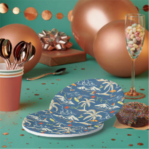 Retro Surf Tropical Patroon Papieren Bordje