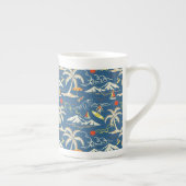 Retro Surf Tropical Patroon Porselein Kop (Rechts)