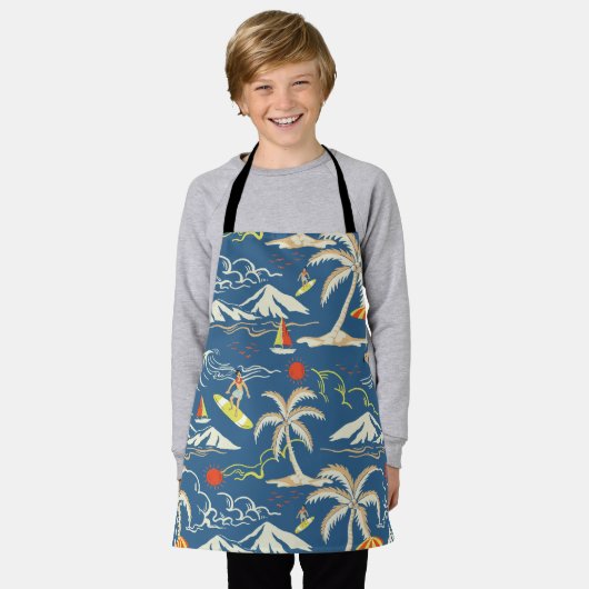 Retro Surf Tropical Patroon Schort (Gedragen)