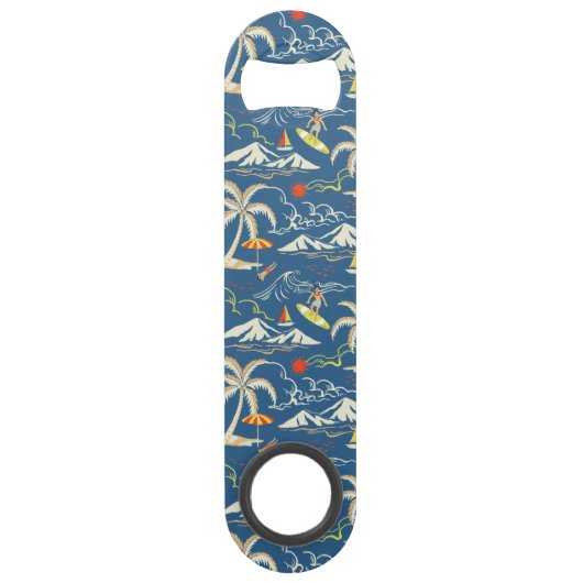 Retro Surf Tropical Patroon Speed Flessenopener (Voorkant)