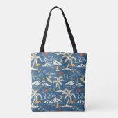 Retro Surf Tropical Patroon Tote Bag (Achterkant)