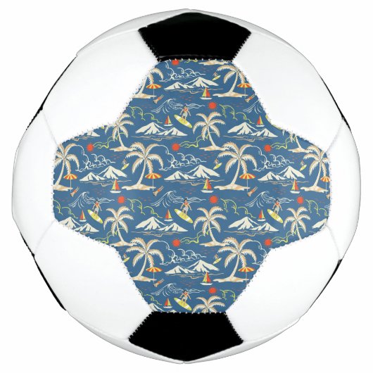 Retro Surf Tropical Patroon Voetbal (Voorkant)