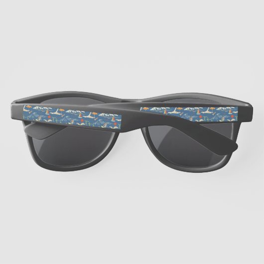 Retro Surf Tropical Patroon Zonnebrillen (Achterkant)