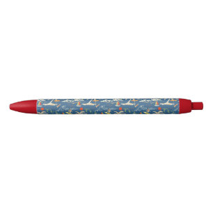 Retro Surf Tropical Patroon Zwarte Inkt Pen