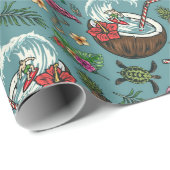 Retro-surf tropisch gevlekt patroon cadeaupapier (Rol Hoek)