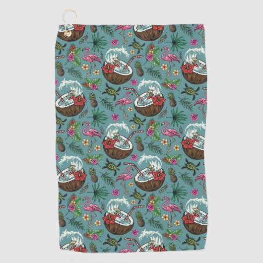Retro-surf tropisch gevlekt patroon golfhanddoek (Voorkant)