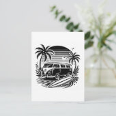Retro Surf Van & Palm Trees Holiday Briefkaart (Staand voorkant)