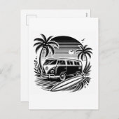 Retro Surf Van & Palm Trees Holiday Briefkaart (Voorkant / Achterkant)
