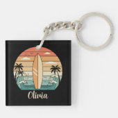 Retro Surf Vibes - Surfplank & Golven Sleutelhanger (Achterkant)