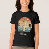 Retro Surf Vibes - Surfplank & Golven Tri-Blend Shirt (Voorkant)