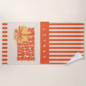 Retro Surf Zand Zonsondergang Palmboom Strand Sfee Strandlaken (Voorkant)