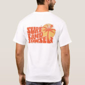 Retro Surf Zand Zonsondergang Palmboom Strand Sfee T-shirt (Achterkant)