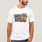 Retro Surf Zand Zonsondergangen Palm Tree Beach Vi T-shirt (Voorkant)