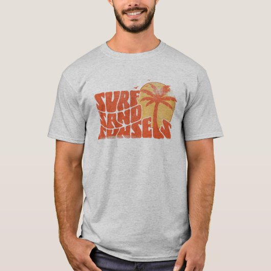 Retro Surf Zand Zonsondergangen Palm Tree Beach Vi T-shirt (Voorkant)
