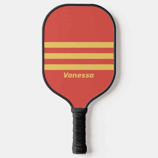 Retro Surf Zonsondergang Drie Baan Strepen met Naa Pickleball Paddle (Voorkant)