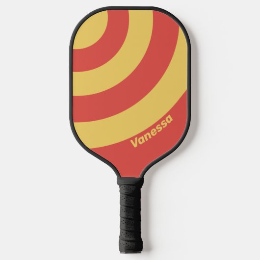 Retro Surf Zonsondergang Drie Cirkel Streep met Na Pickleball Paddle (Voorkant)