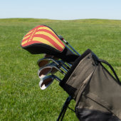 Retro Surf Zonsondergang Drie Pin Strepen met Naam Golfheadcover (Insitu)