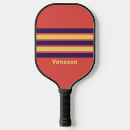 Retro Surf Zonsondergang over Strepen met Naam Pickleball Paddle