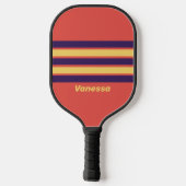 Retro Surf Zonsondergang over Strepen met Naam Pickleball Paddle (Achterkant)