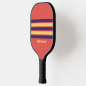 Retro Surf Zonsondergang over Strepen met Naam Pickleball Paddle (Links)