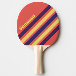 Retro Surf Zonsondergang Schuin Strepenpatroon met Tafeltennisbatje