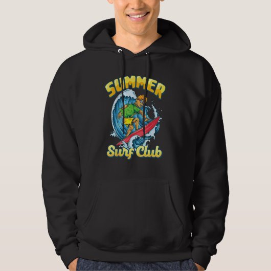Retro Surfboard summer surf club Surfboarder Vinta Hoodie (Voorkant)