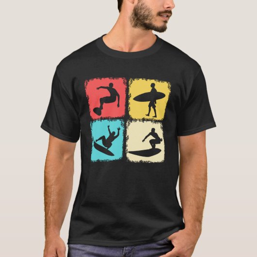 Retro Surfboard Surfen Wave Riding Surfer T-shirt (Voorkant)