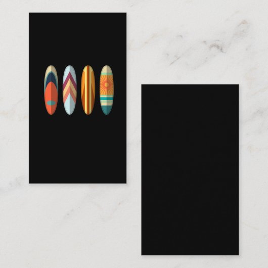 Retro Surfboard surfkunstgreep Visitekaartje (Voorkant / Achterkant)