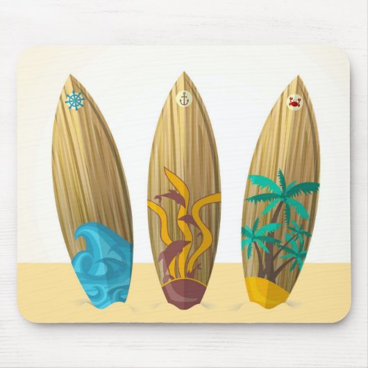 Retro surfboard trio strand muismat (Voorkant)