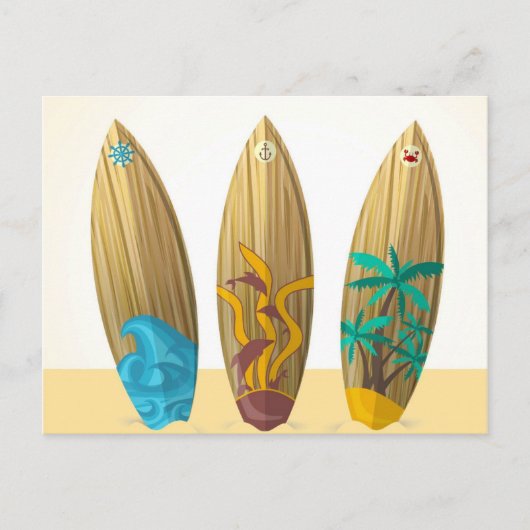 Retro surfboard trio strand Summer Briefkaart (Voorkant)