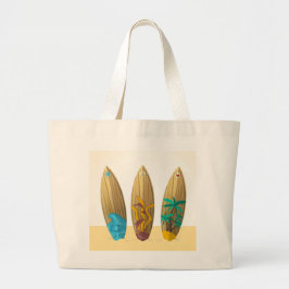 Retro Surfboard Trio-strandtas Grote Tote Bag