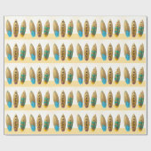 Retro surfboard triomzomersstrand Birthday Cadeaupapier (Vlak)