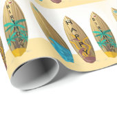 Retro surfboard triomzomersstrand Birthday Cadeaupapier (Rol Hoek)