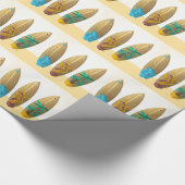 Retro surfboard triomzomersstrand cadeaupapier (Hoek)